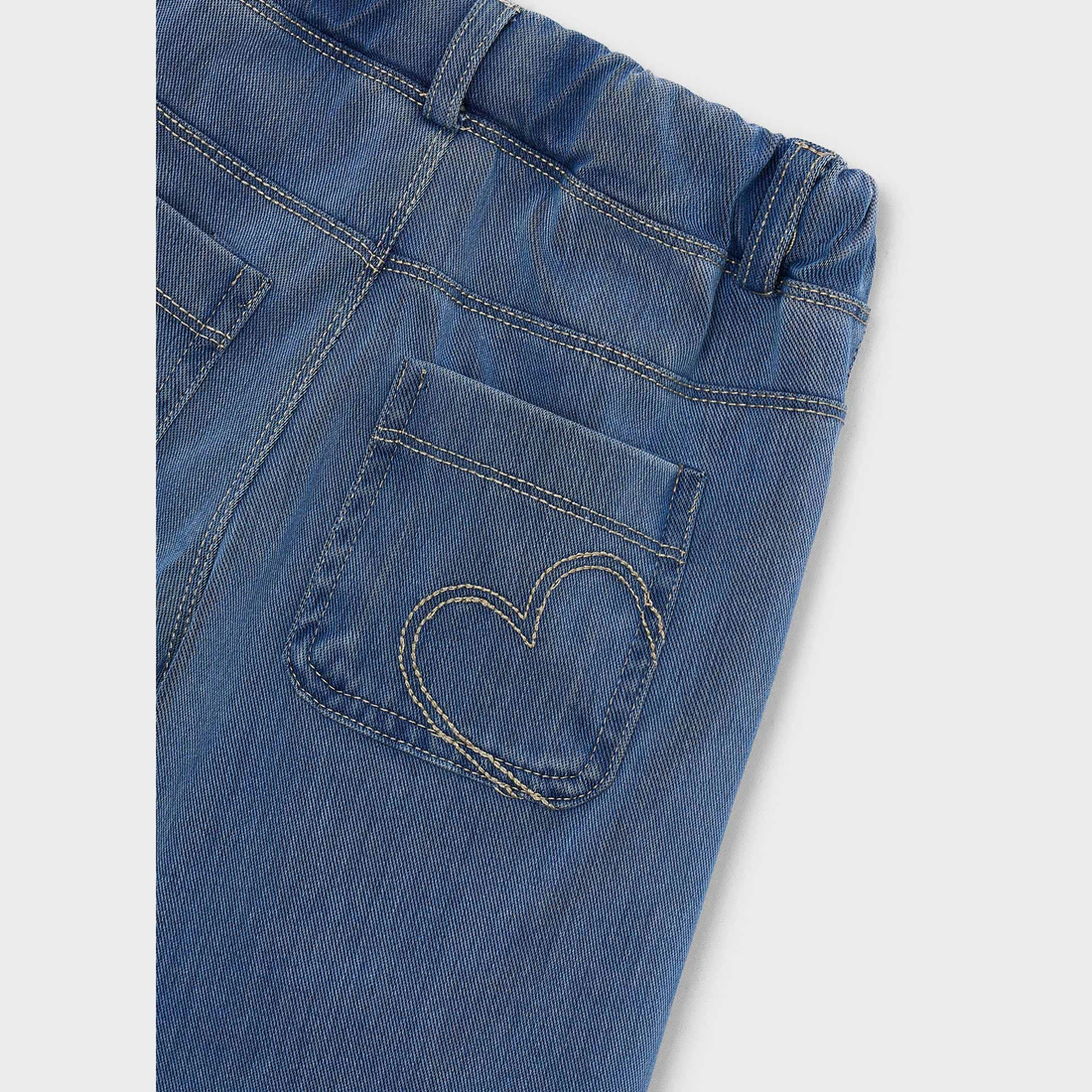 Mayoral Girl Jeans - Light close-up of waistband, pocket and seam details