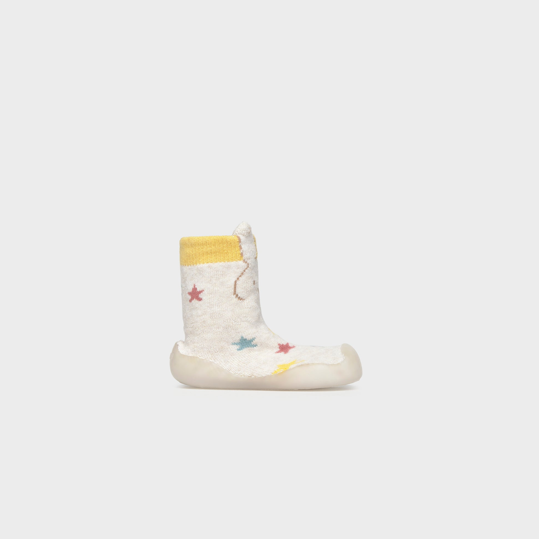 Mayoral Newborn Sock Shoes - Heather Milk shown from the front on a clean background