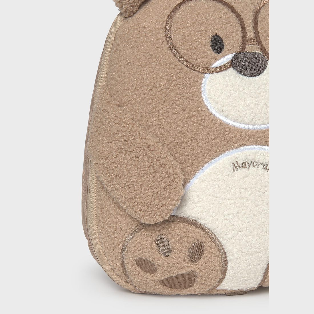 Mayoral Backpack - Bear close-up of front panel, straps and fastening details