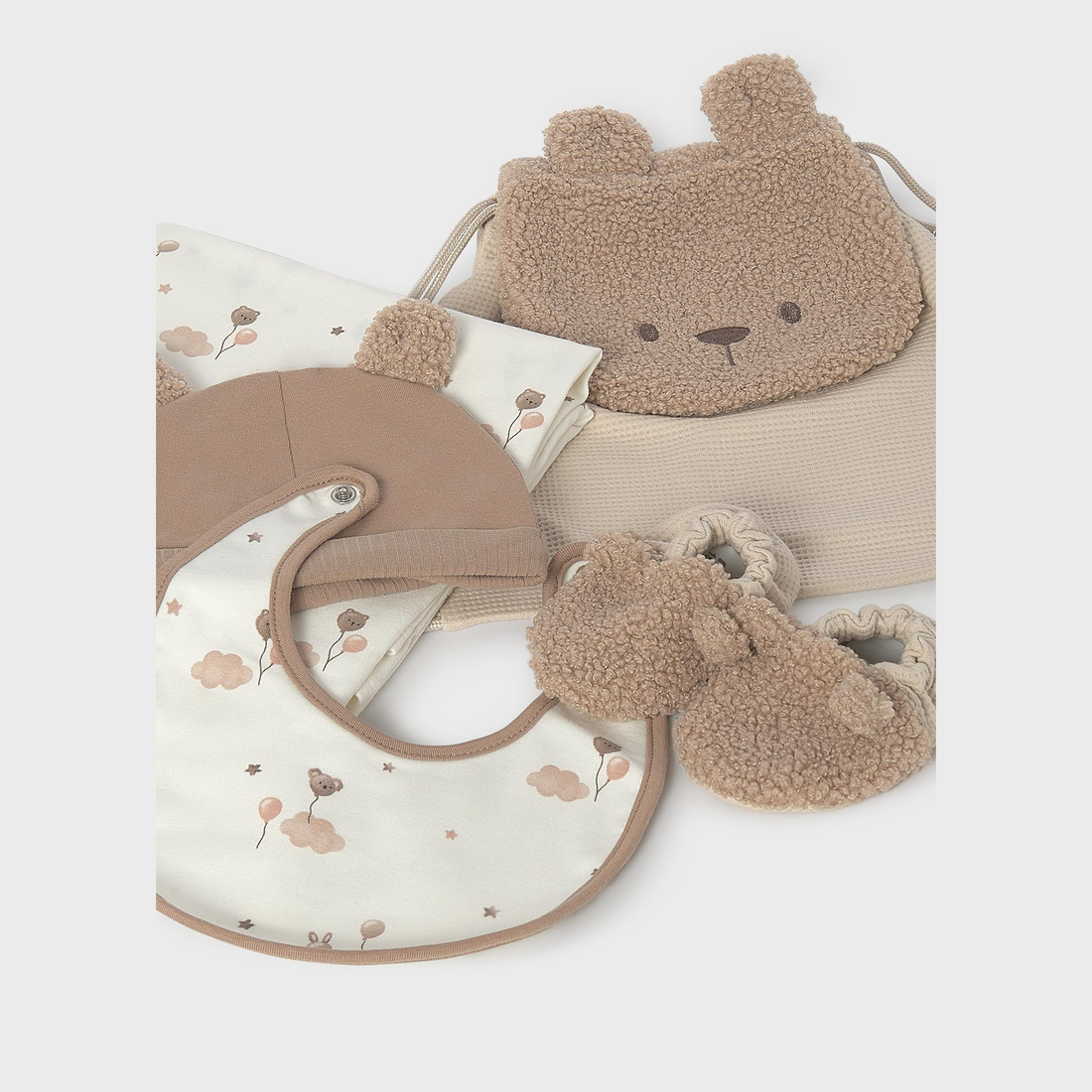 Mayoral Baby Gift Set - Cinnamon coordinated pieces arranged together