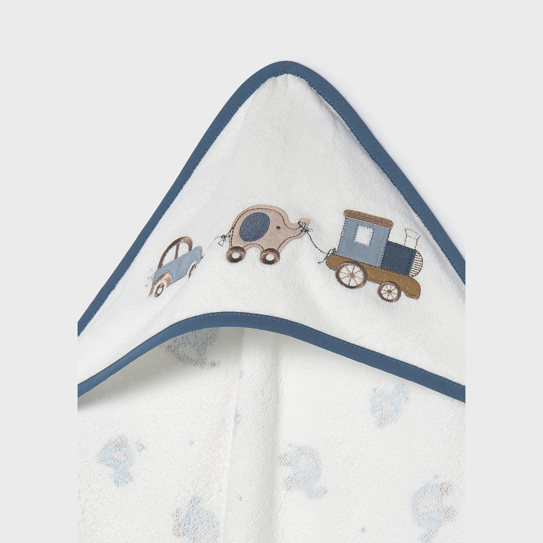 Mayoral Baby Towel - Blueberry close-up of graphic and border details