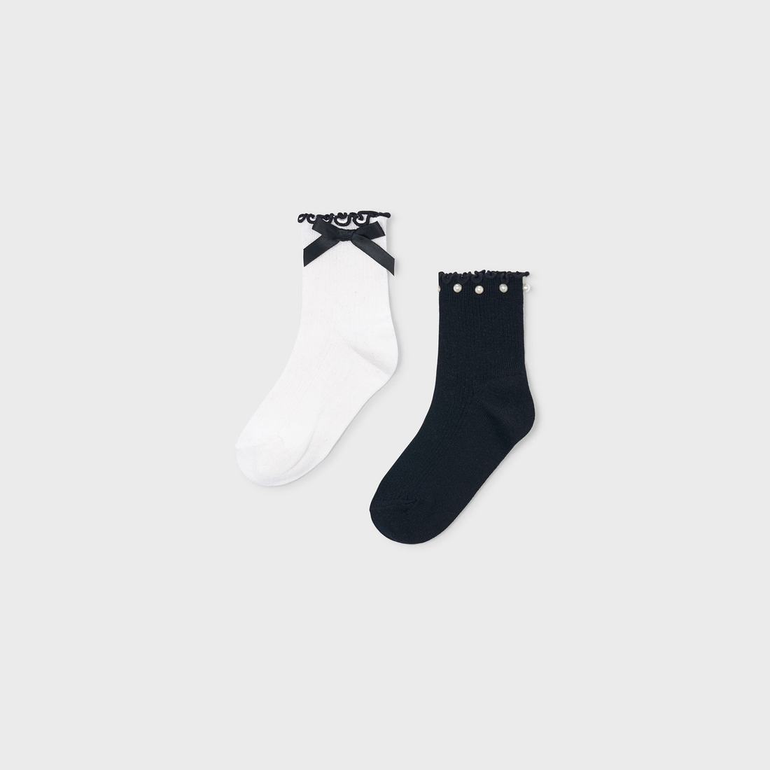 Mayoral Girl 2-Pack Bow Socks - Black coordinated pieces arranged together