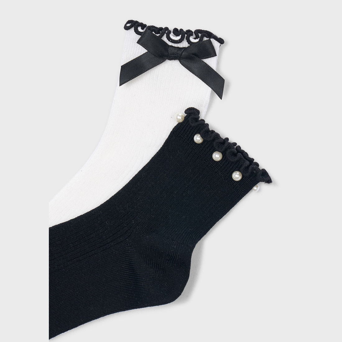 Mayoral Girl 2-Pack Bow Socks - Black main coordinated piece shown separately