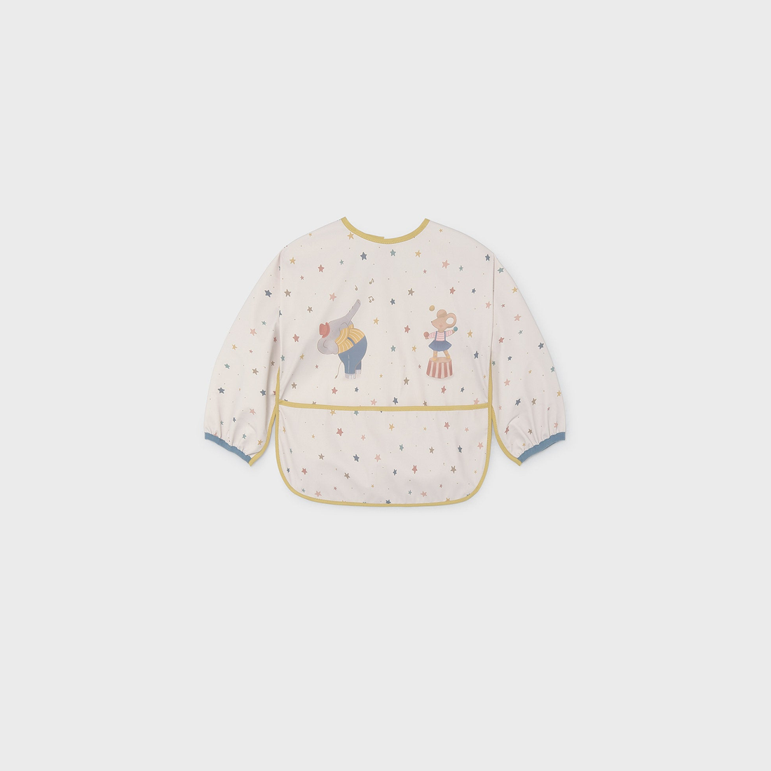 Mayoral Baby Sleeved Bib - Oat shown from the front on a clean background
