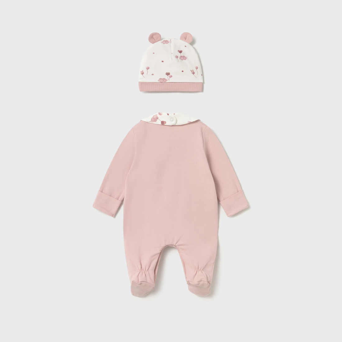 Mayoral Newborn Girl Bear Pajama with Hat and Bib Set - Baby Rose — product detail 4