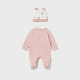 Mayoral Newborn Girl Bear Pajama with Hat and Bib Set - Baby Rose