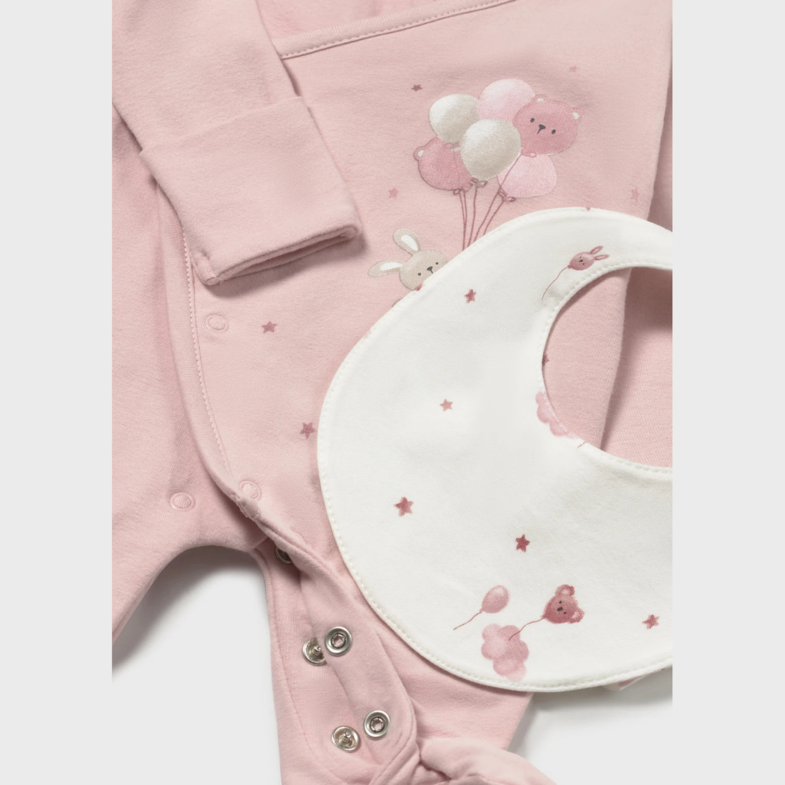 Mayoral Newborn Girl Bear Pajama with Hat and Bib Set - Baby Rose — product detail 5