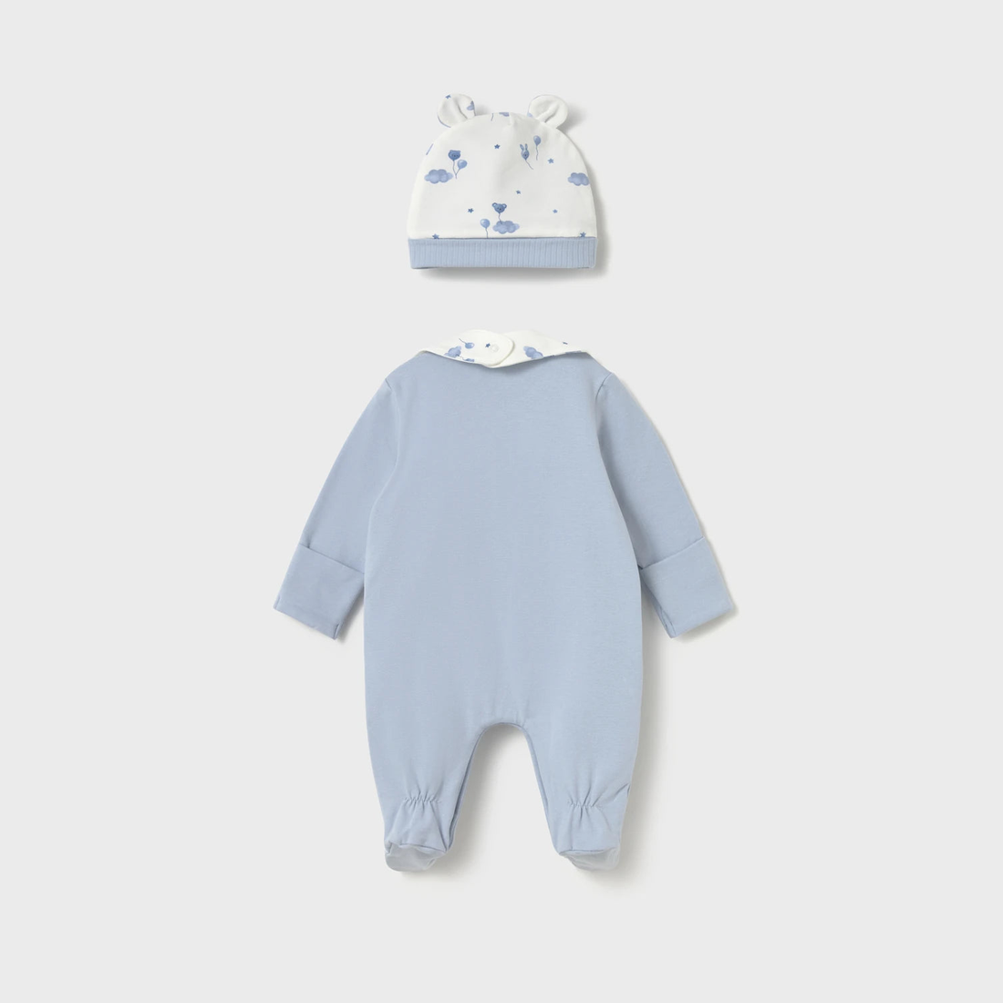 Mayoral Newborn Girl Bear Pajama with Hat and Bib Set - Sky — product detail 3
