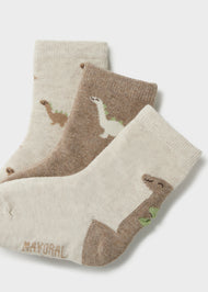 Mayoral Baby 3-Pack Animal Socks - Heather Truffle