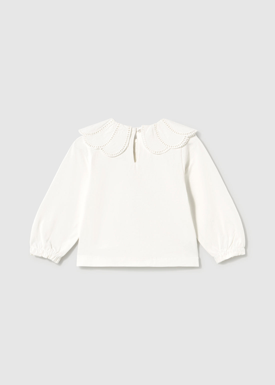 Mayoral Baby Collar Shirt - Natural shown from the back on a clean background