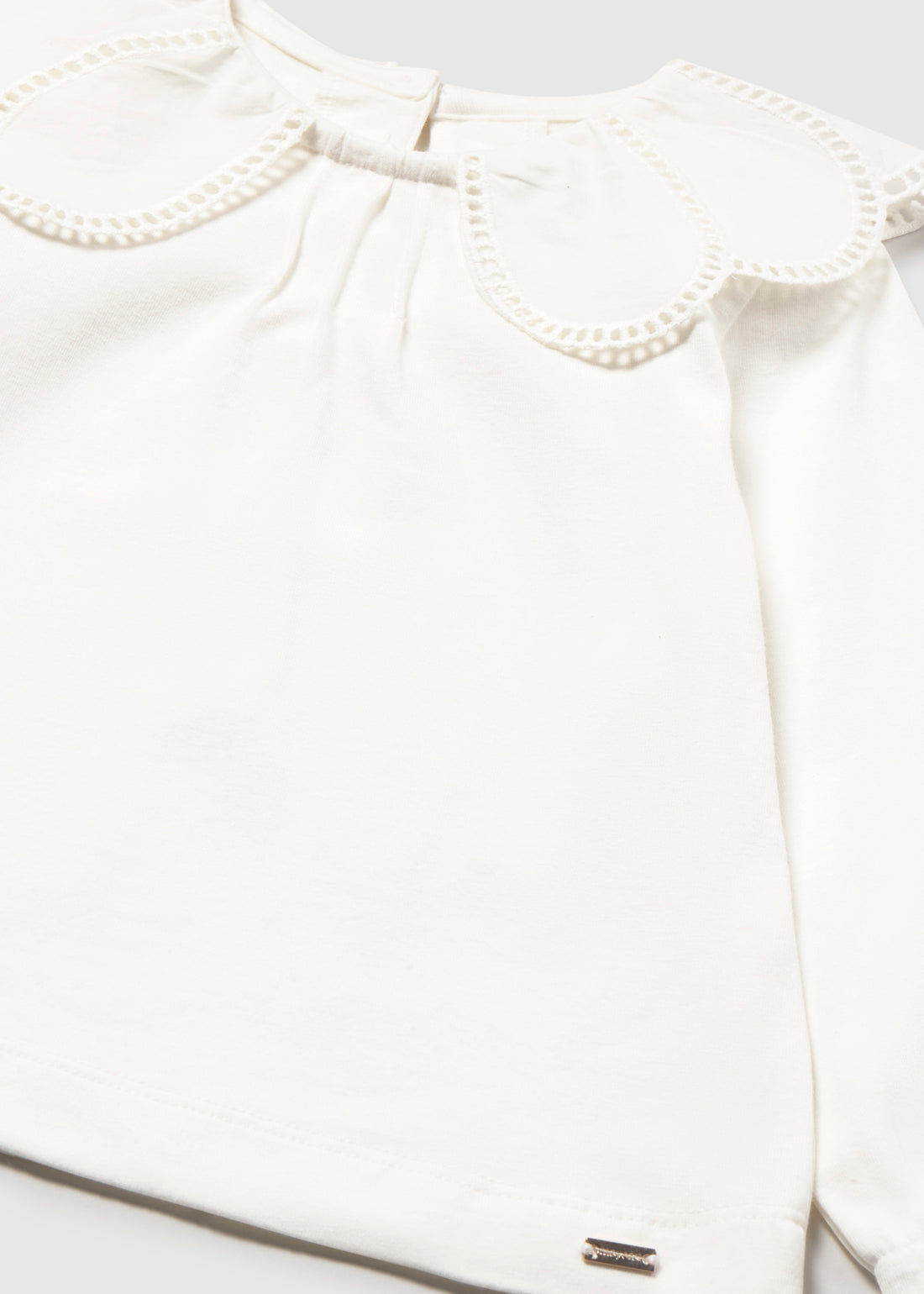 Mayoral Baby Collar Shirt - Natural close-up of neckline, trim and front design details