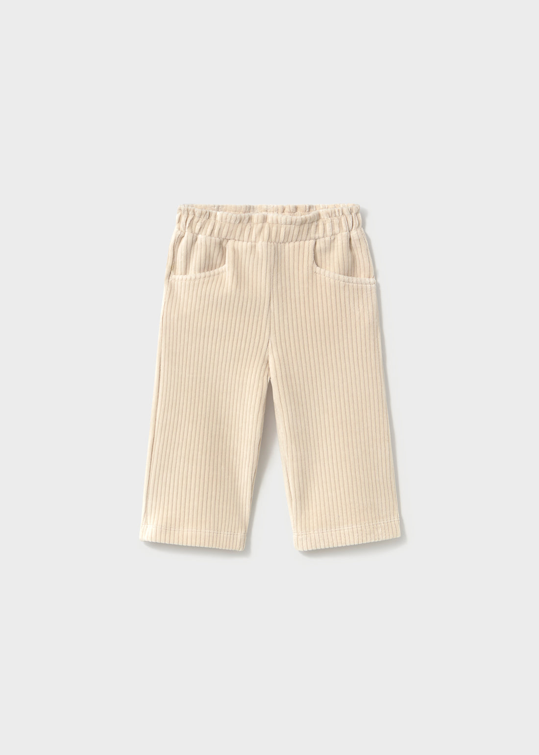 Mayoral Baby Corduroy Pants - Light Khaki shown from the front on a clean background