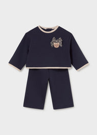 Mayoral Baby Embroidered Sweater and Pants Set - Navy