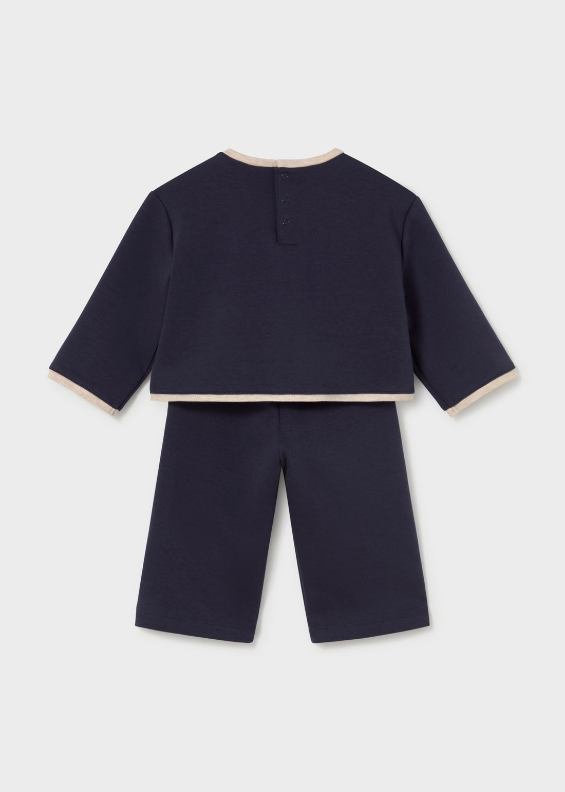 Mayoral Baby Embroidered Sweater and Pants Set - Navy shown from the back on a clean background