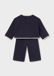 Mayoral Baby Embroidered Sweater and Pants Set - Navy