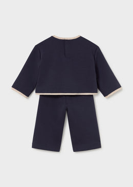 Mayoral Baby Embroidered Sweater and Pants Set - Navy
