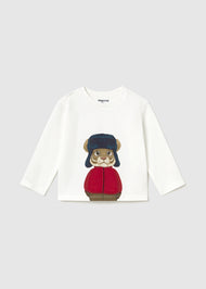 Mayoral Baby Interactive Tiger T-Shirt - Cream-Red