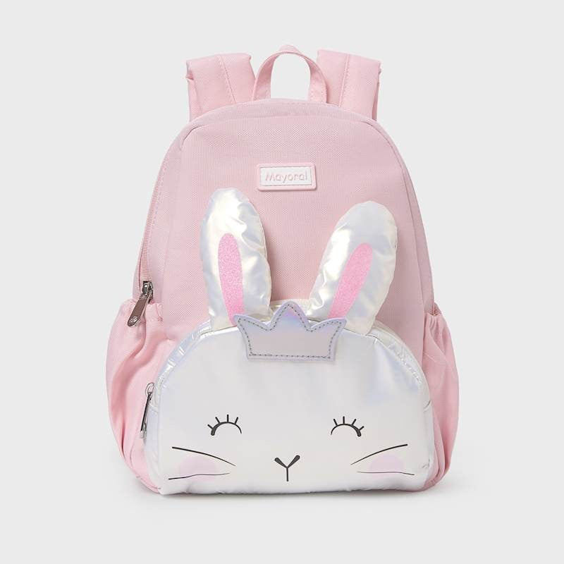 MAYORAL Mayoral Backpack Baby Rose bunny face with holographic material and glitter-filled ears img 1/3