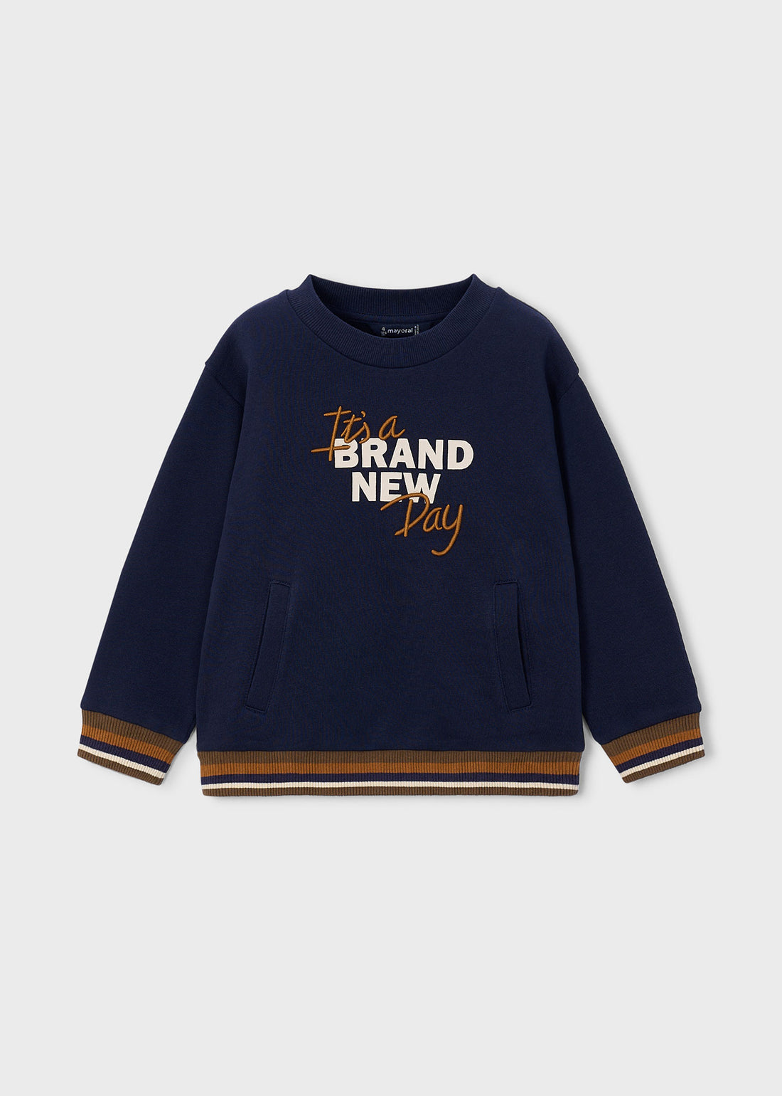 Mayoral Boy Embroidered Sweatshirt - Ink shown from the front on a clean background