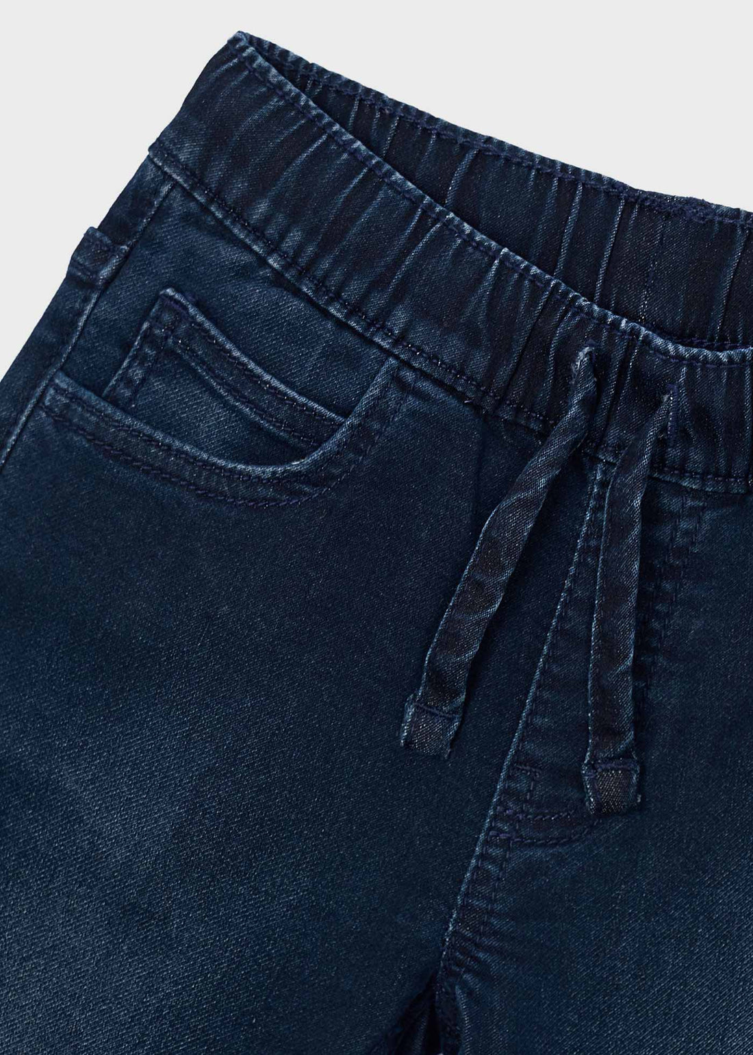 Mayoral Boy Jeans - Blue-Black close-up of waistband, pocket and seam details
