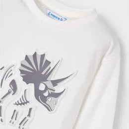 Mayoral Cotton Dinosaur Shirt Cream