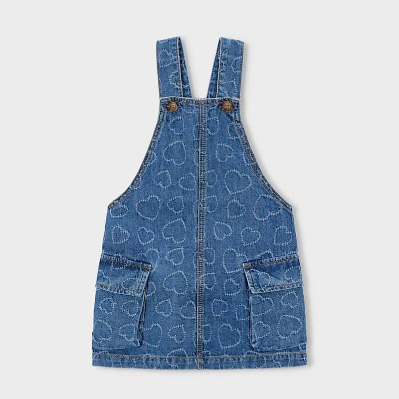 Mayoral Denim Overall Skirt Hearts