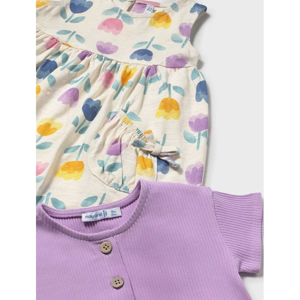 Mayoral Baby 2 Piece Dress Set Lilac, product view 4