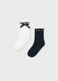 Mayoral Girl 2-Pack Bow Socks - Black