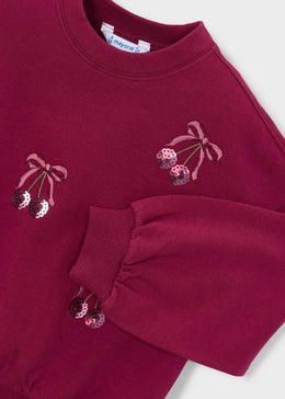 Mayoral Girl Embroidered Sweatshirt - Cherry