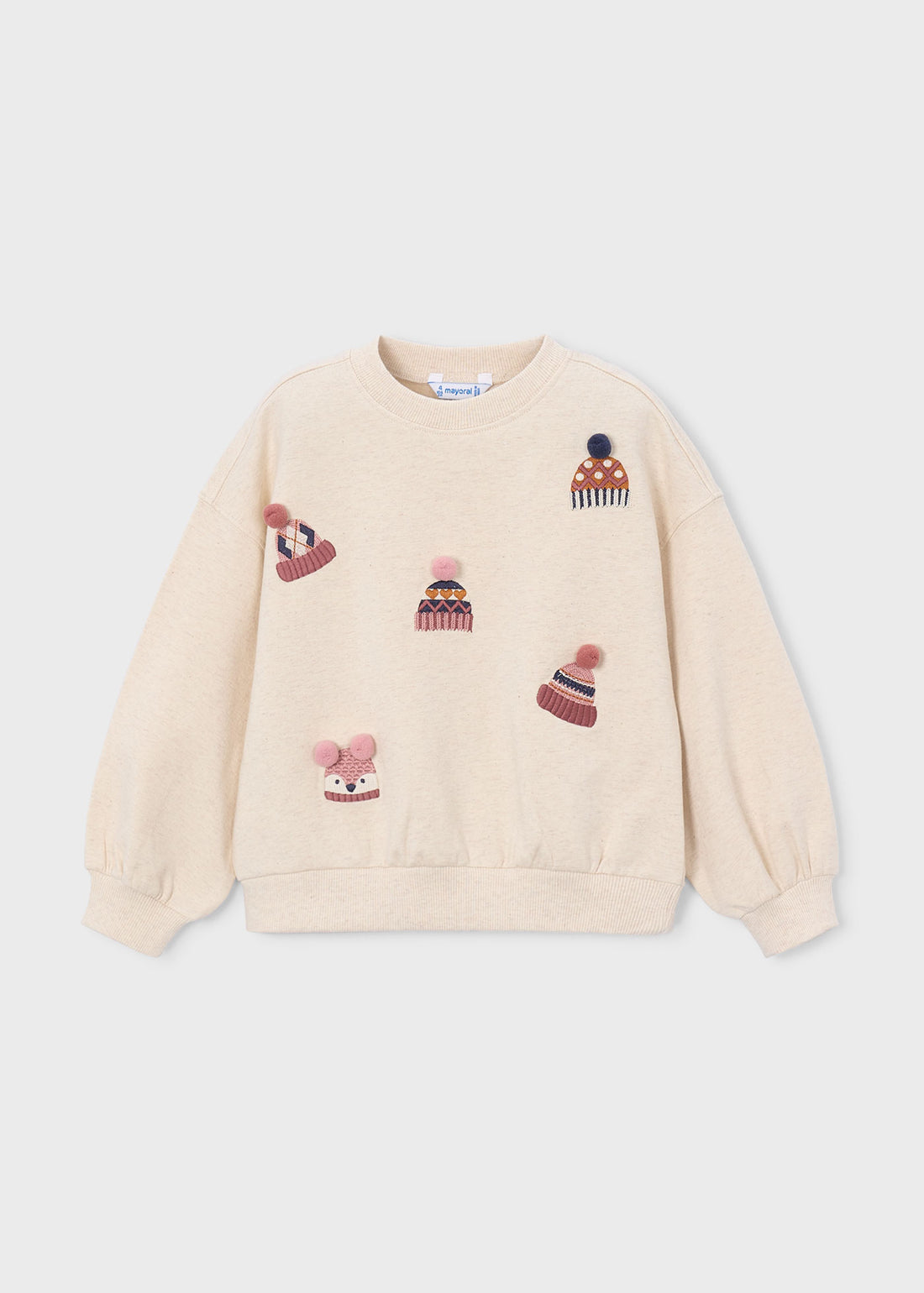 Mayoral Girl Embroidered Sweatshirt - Seed V shown from the front on a clean background
