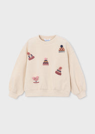 Mayoral Girl Embroidered Sweatshirt - Seed V