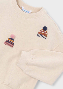 Mayoral Girl Embroidered Sweatshirt - Seed V