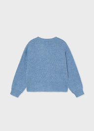 Mayoral Girl Floral Knit Cardigan - Sky Mix