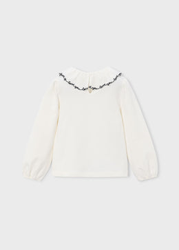 Mayoral Girl Ruffle Collar Blouse - Natural-Black