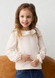 Mayoral Girl Ruffle Collar Blouse - Soy