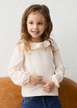 Mayoral Girl Ruffle Collar Blouse - Soy