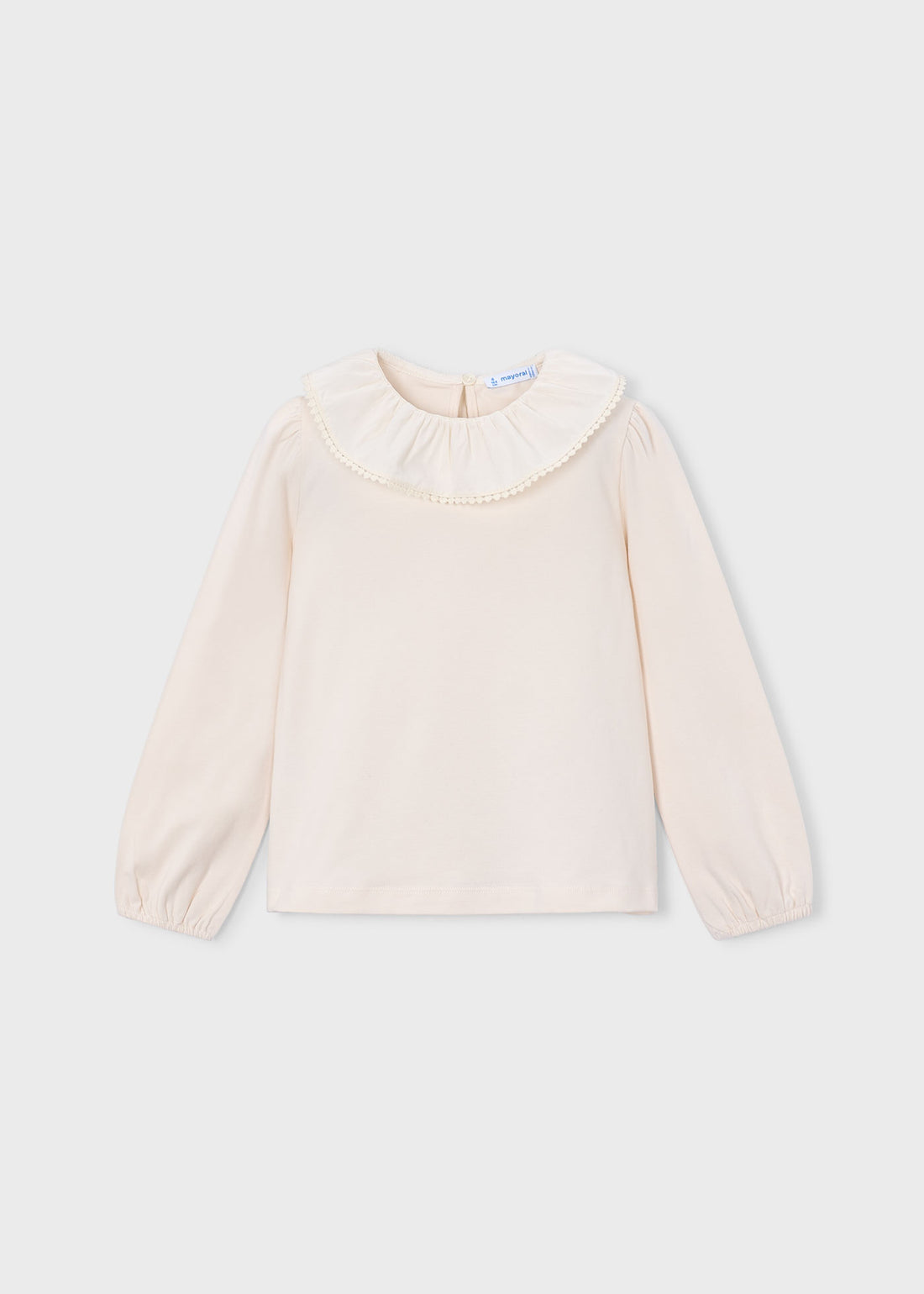Mayoral Girl Ruffle Collar Blouse - Soy shown from the front on a clean background