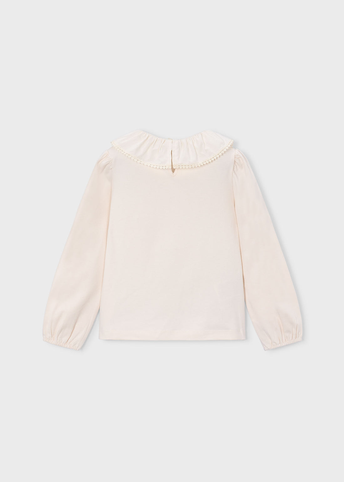 Mayoral Girl Ruffle Collar Blouse - Soy shown from the back on a clean background