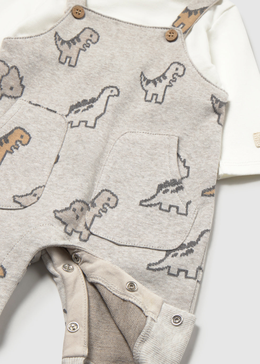Mayoral Jacquard Romper - Vivid Marble close-up of print, trim and construction details