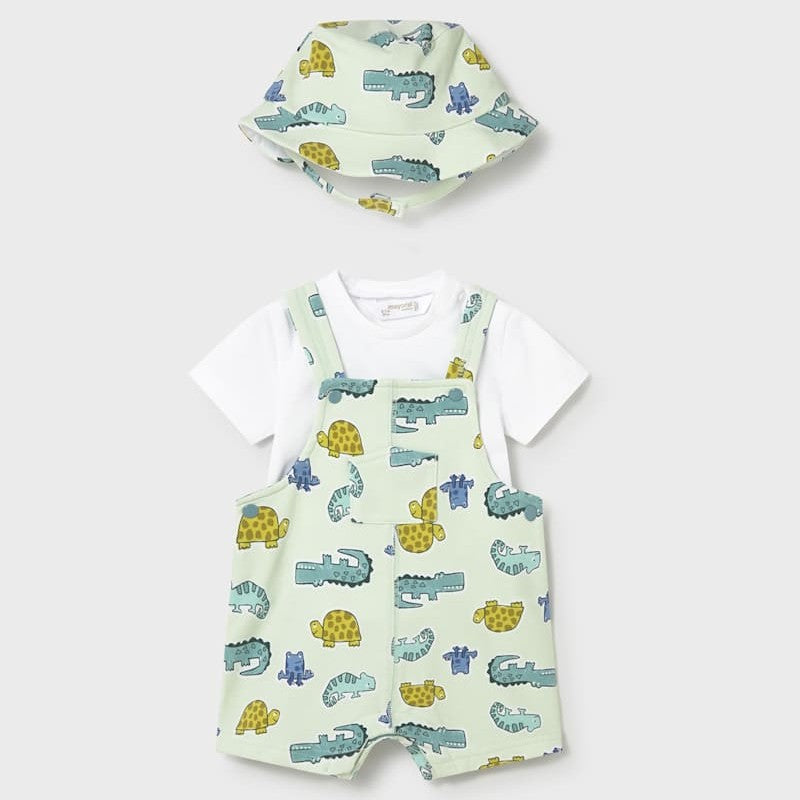 Mayoral knit dungarees and hat set Apple View 1