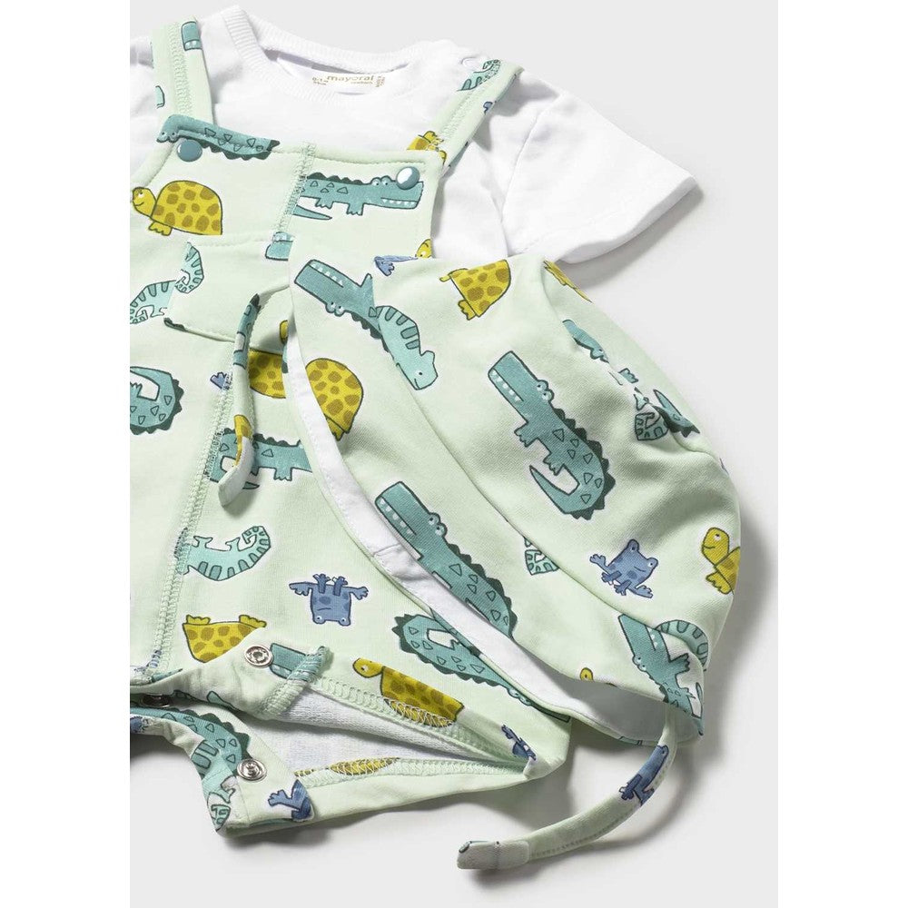 Mayoral Baby Knit Dungarees & Hat Set Apple, product view 2