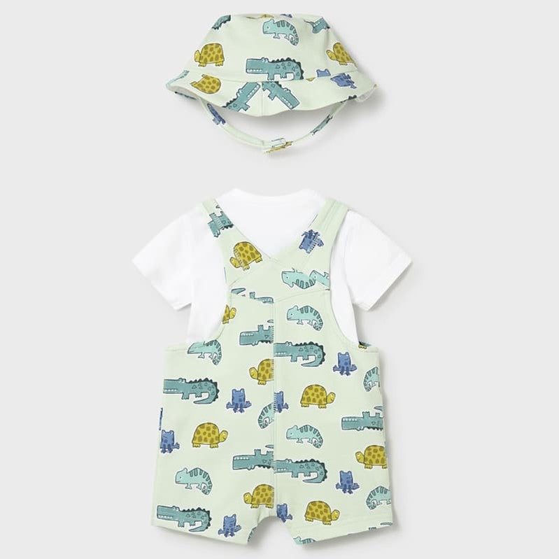 Mayoral knit dungarees and hat set Apple View 2