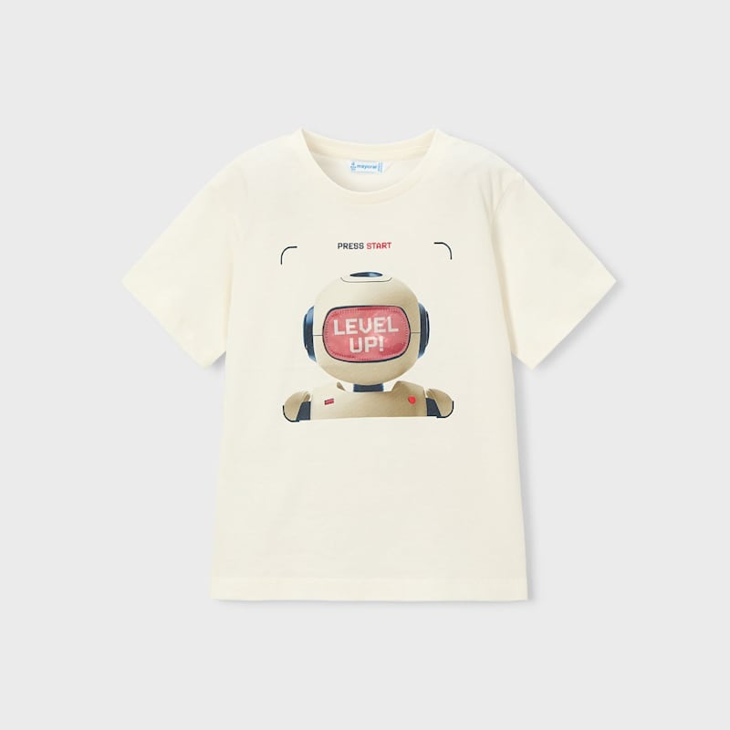 Mayoral Lenticular Short Sleeve T-Shirt Cream