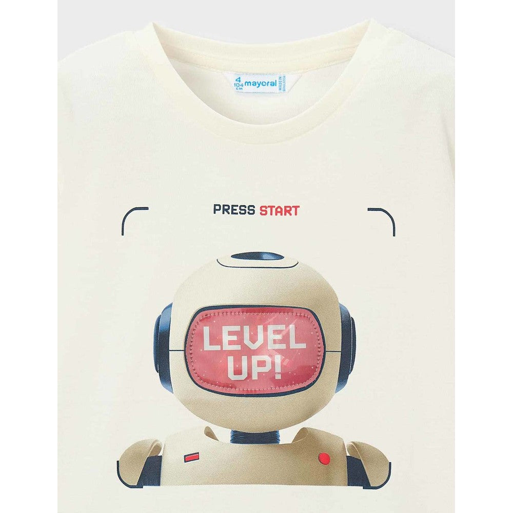 Mayoral Lenticular Short Sleeve T-Shirt Cream, product view 4