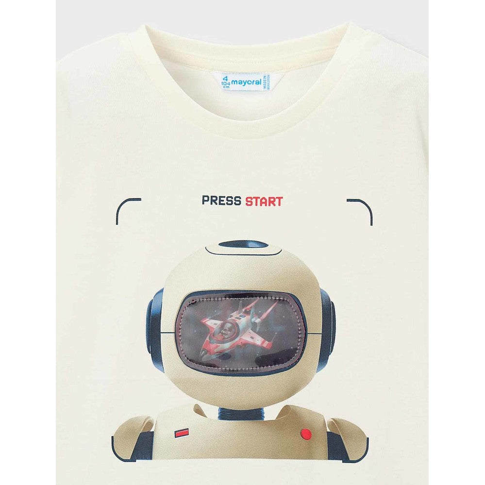 Mayoral Lenticular Short Sleeve T-Shirt Cream, product view 5