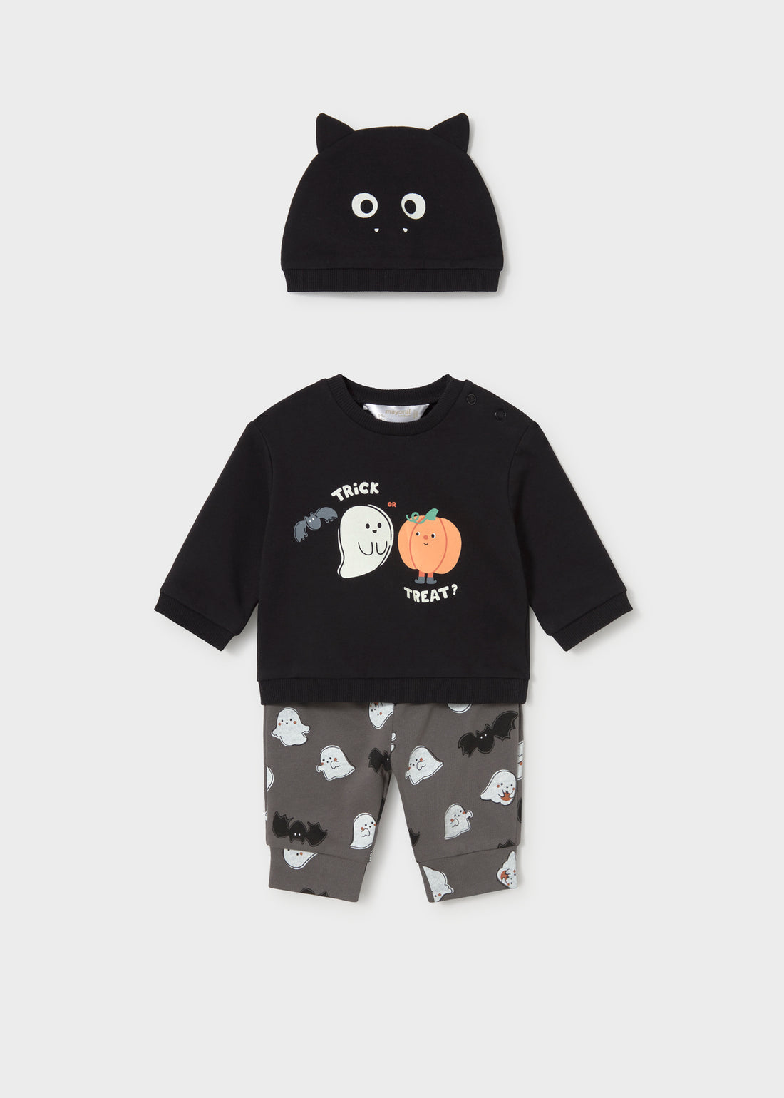 Mayoral Newborn Boy 3-Piece Set - Black coordinated pieces arranged together