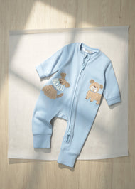 Mayoral Newborn Boy Embroidered Pajama - Sky