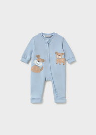 Mayoral Newborn Boy Embroidered Pajama - Sky