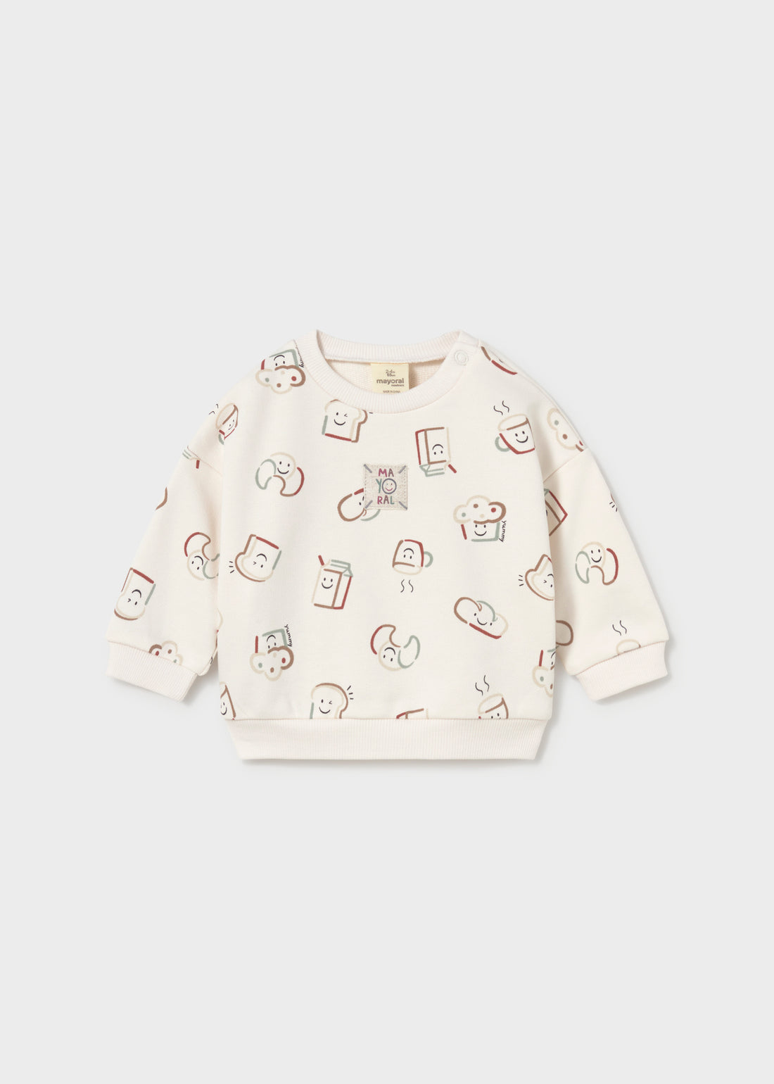 Mayoral Newborn Boy Sweatshirt - Talc shown from the front on a clean background