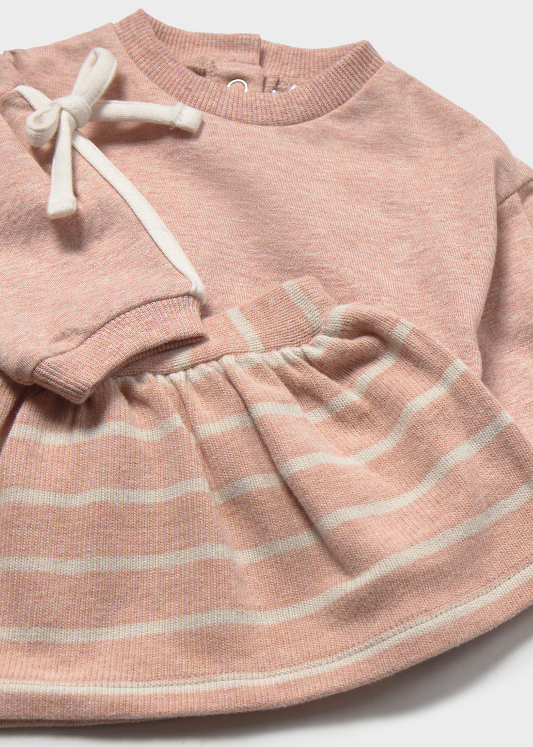 Mayoral Newborn Girl 4-Piece Set - Heather Nude close-up highlighting additional print, trim and construction details